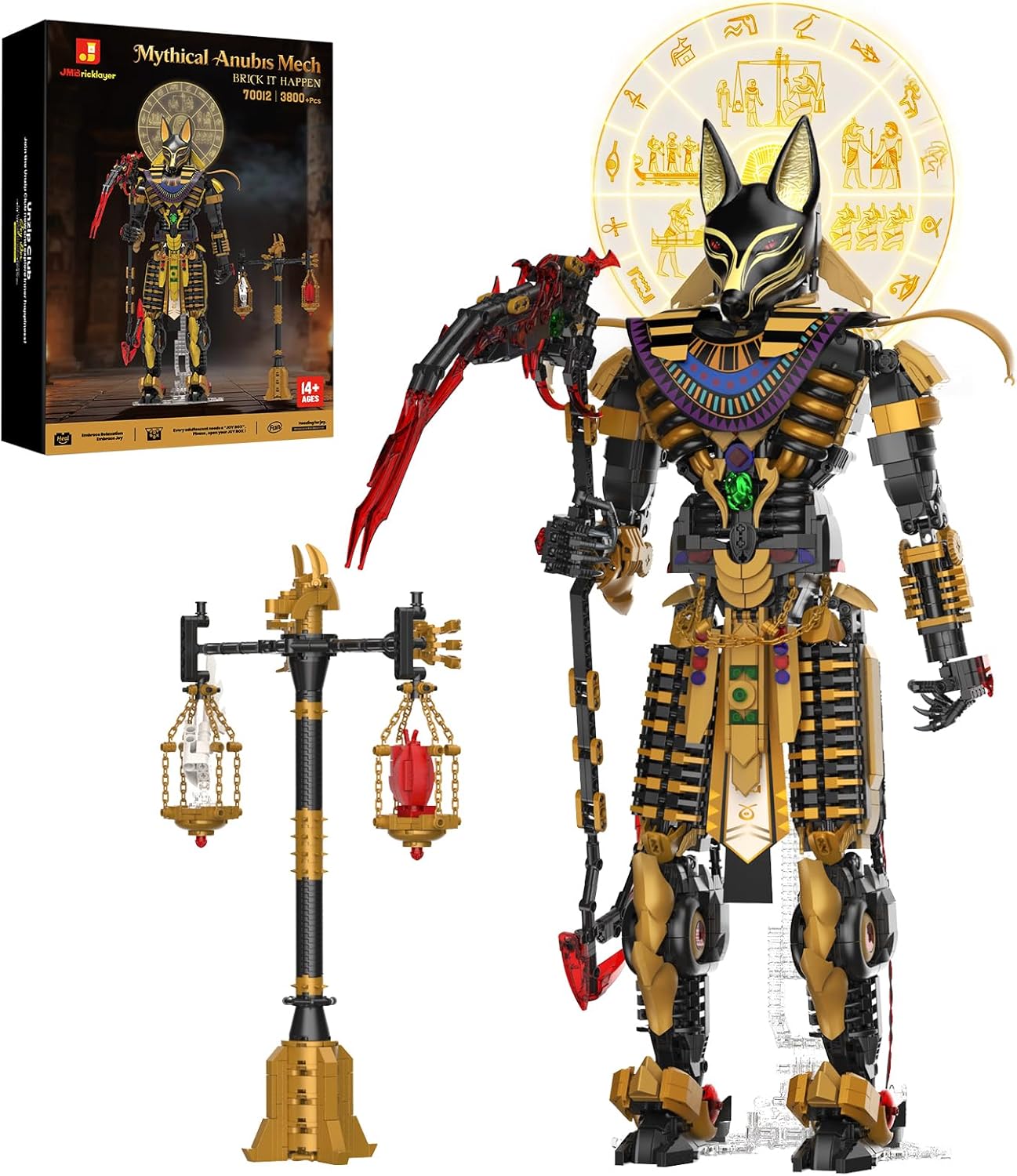 JMBricklayer Anubis Building Blocks Adults, Ancient Egyptian God Figure Building Toy, Large Mythical Egypt Dog Head Statue Decor Model, Height 66 cm, Construction Kit Gifts for Mythology Lovers