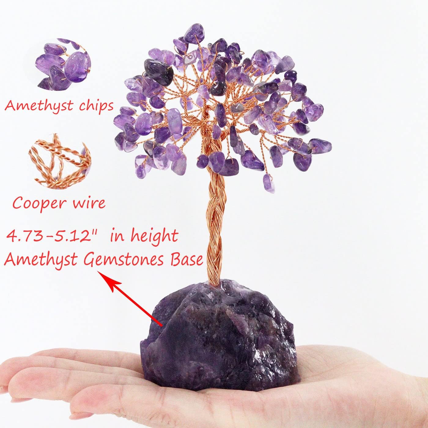XIANNVXI Amethyst Crystal Tree Crystals Money Tree of Life Decoration Feng Shui Natural Gemstones Decorative Tree of Life Tumbled Stones Base Bonsai Tree Decorative Item Home Decor