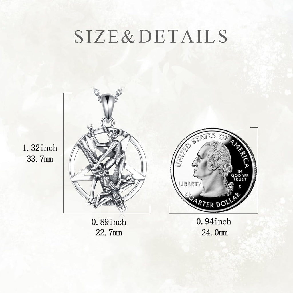 VONALA Satanische Halskette Jesus Upside Down Kreuz Inverted Pentagram Pentagram 925 Sterling Silber Dämon Halskette Gothic Punk Gothic Hexe Schmuck Zubehör