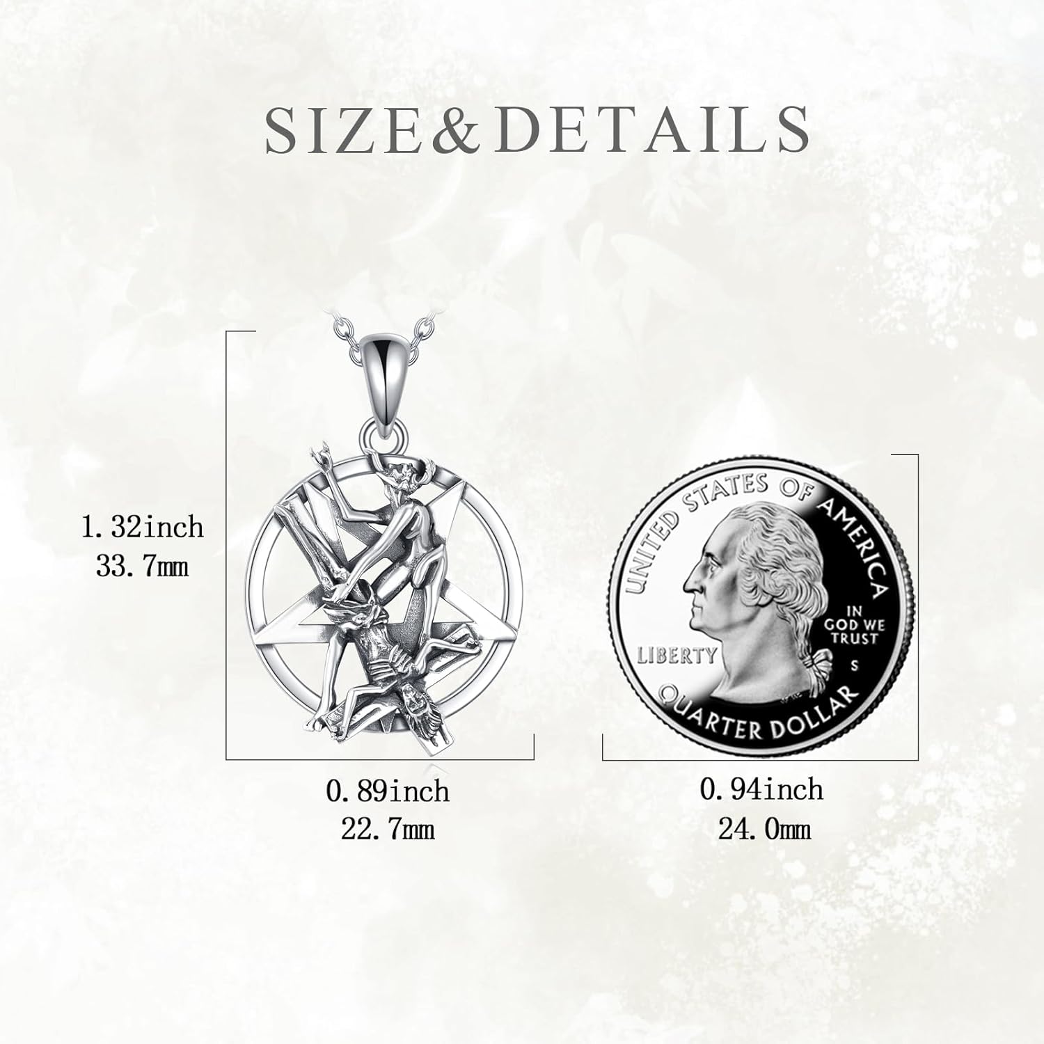 VONALA Satanische Halskette Jesus Upside Down Kreuz Inverted Pentagram Pentagram 925 Sterling Silber Dämon Halskette Gothic Punk Gothic Hexe Schmuck Zubehör