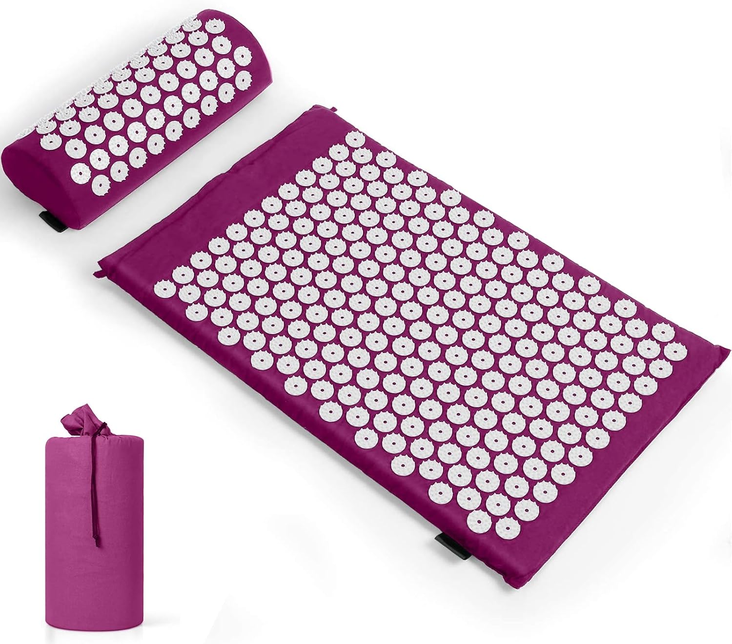 Akupressurmatte Akupressure Set Akupressurmatte mit Kissen Nagelmatte Blumenfeldmatte Nadelmatte/Nadelreizmatte Nadelbrett Yantramatte Pranamatte Akupunkturmatte,Lila