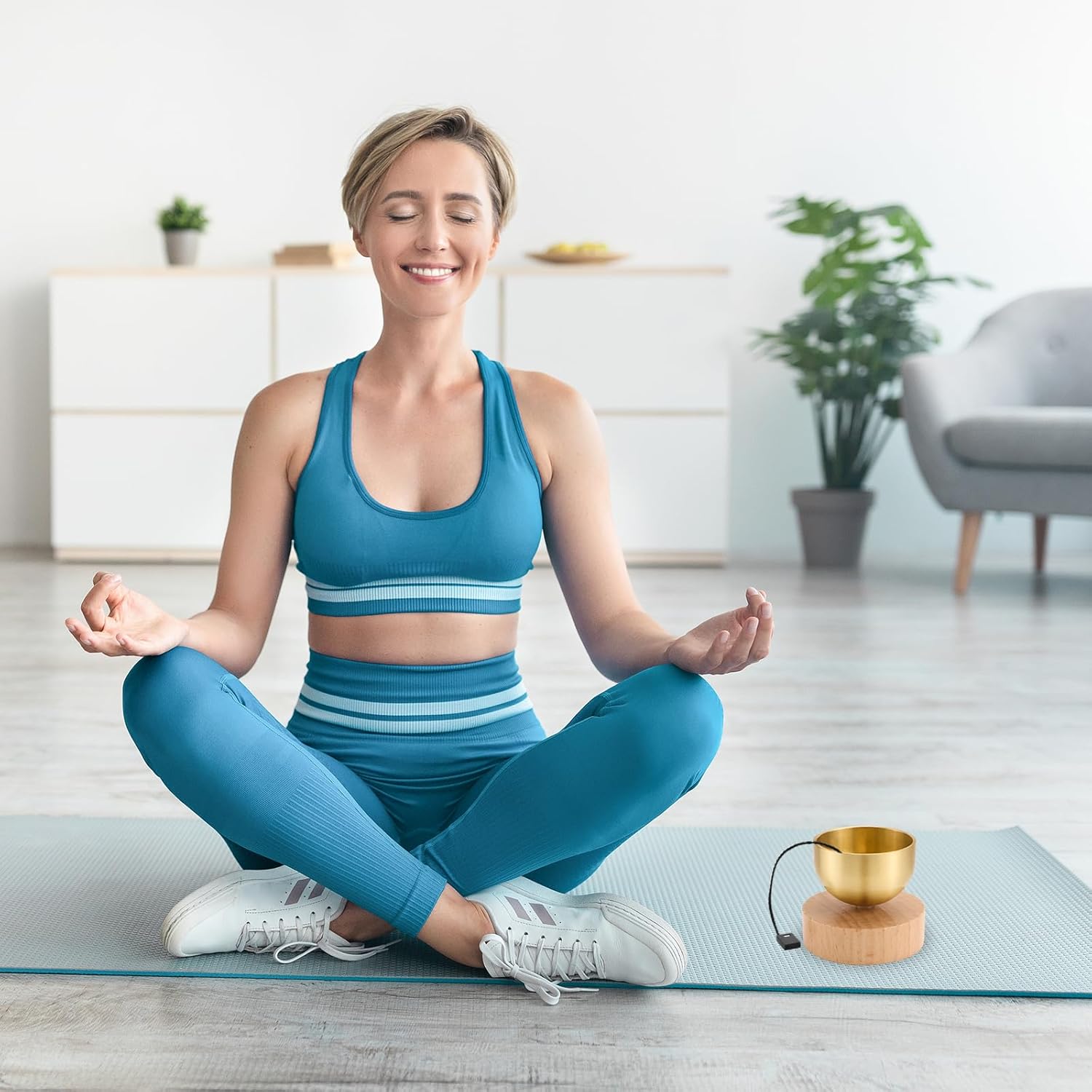 Flangschale klein tibetische, klangschalen set, gegossene klangschale für Yoga, Meditation und Entspannung, Achtsamkeit, Chakra-Heilung, Stressabbau