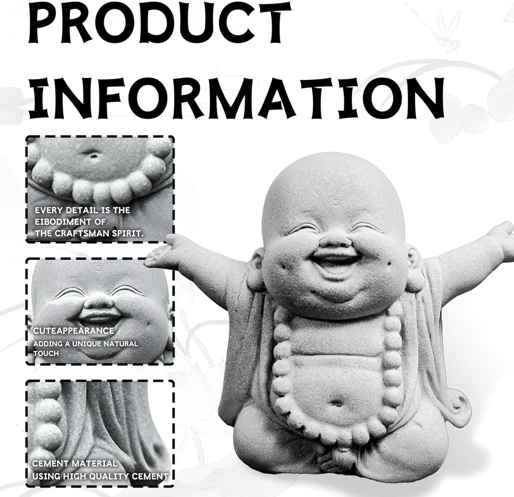 Laughing Buddha Statue,Zen Monk Praying Statue Sculptures Ornament for Garden,Outdoor,Wealth,Good Luck, Indoor,Mini Buddha Fish Tank Decoration