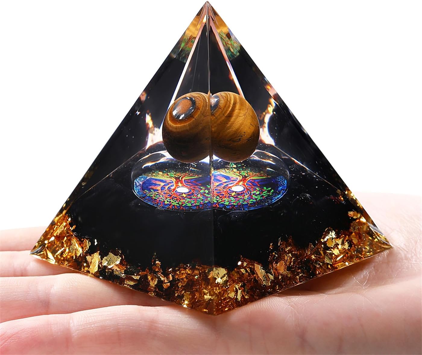 XIANNVXI 2.4" Große Pyramide Tigerauge Obsidian Stein Kristalle Edelsteine Pyramiden Natürliche Witchy Decor Energie Geschenke für Frauen Männer