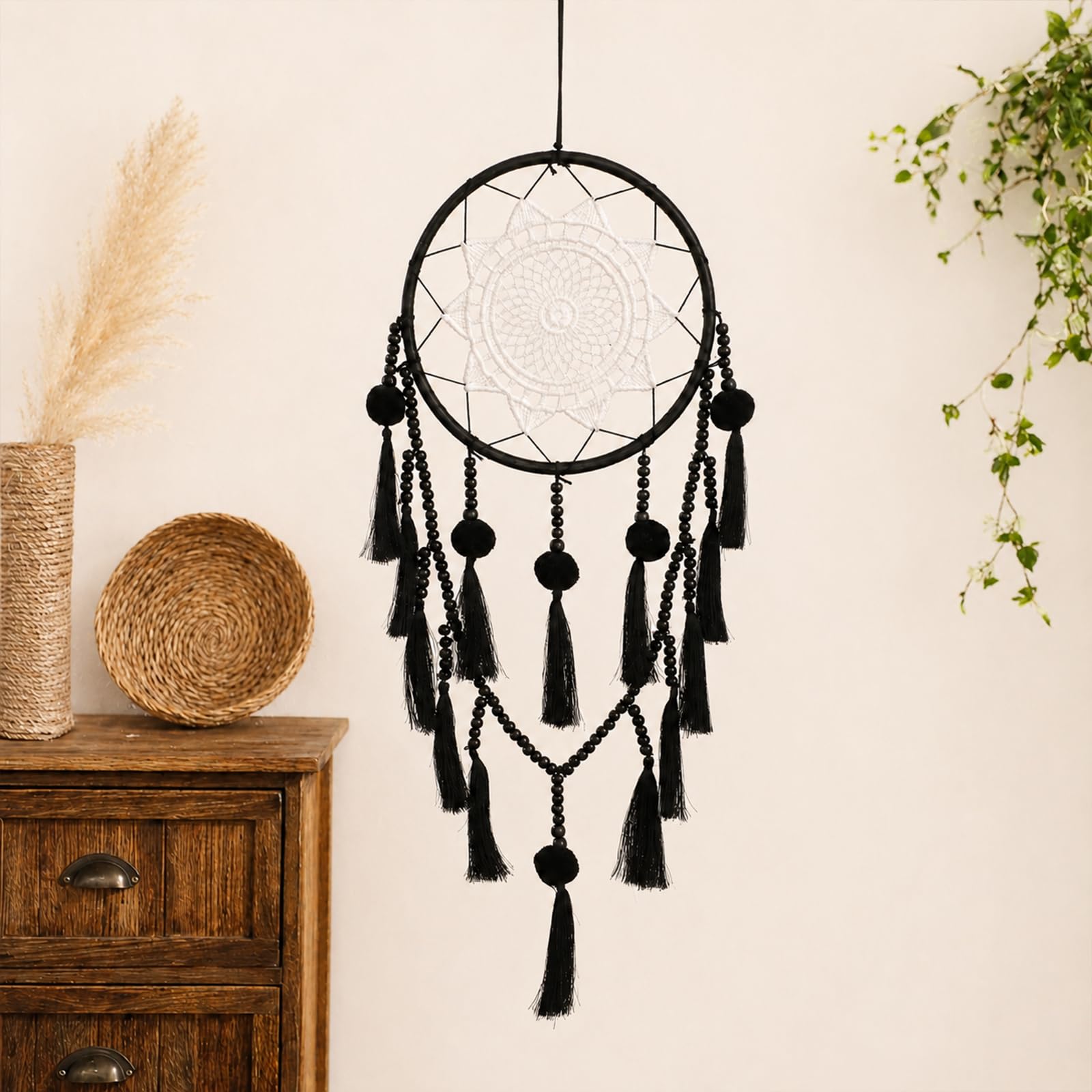 Artilady Macrame Dream Catcher Wall Hanging, White Large Boho Bedroom Decor