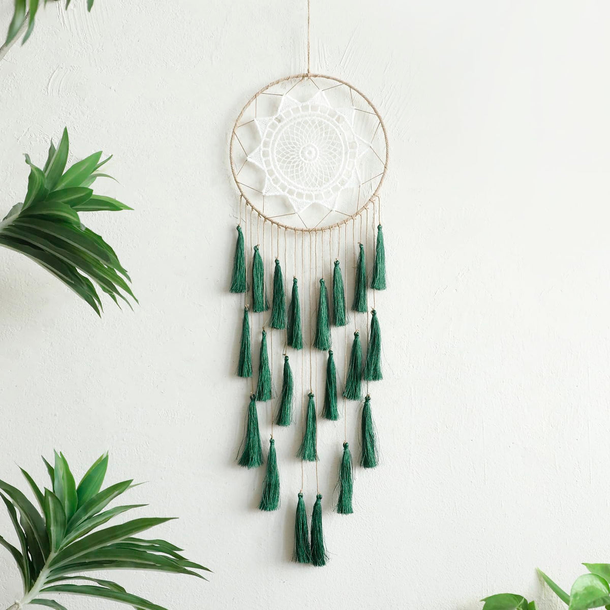 Artilady Macrame Dream Catcher Wall Hanging, White Large Boho Bedroom Decor