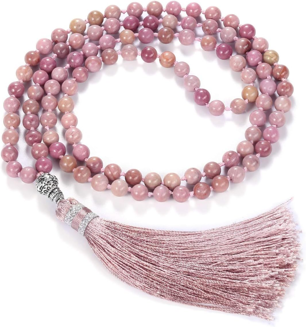 CrystalTears Mala Kette 108 Perlen Wickelarmband Chakra Steine Mala Armband mit Lebensbaum Anhänger 6mm Perlen Buddhismus Gebetskette Healing Reiki Halskette