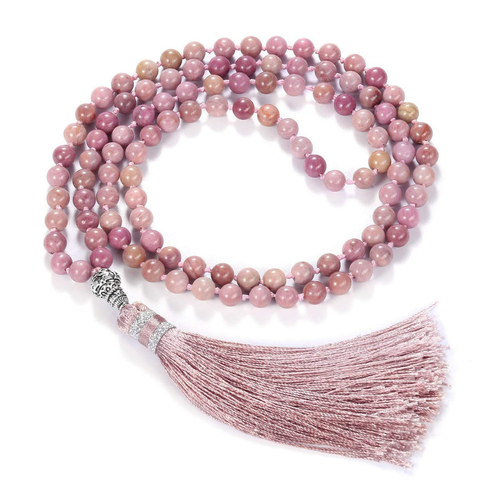 CrystalTears Mala Kette 108 Perlen Wickelarmband Chakra Steine Mala Armband mit Lebensbaum Anhänger 6mm Perlen Buddhismus Gebetskette Healing Reiki Halskette