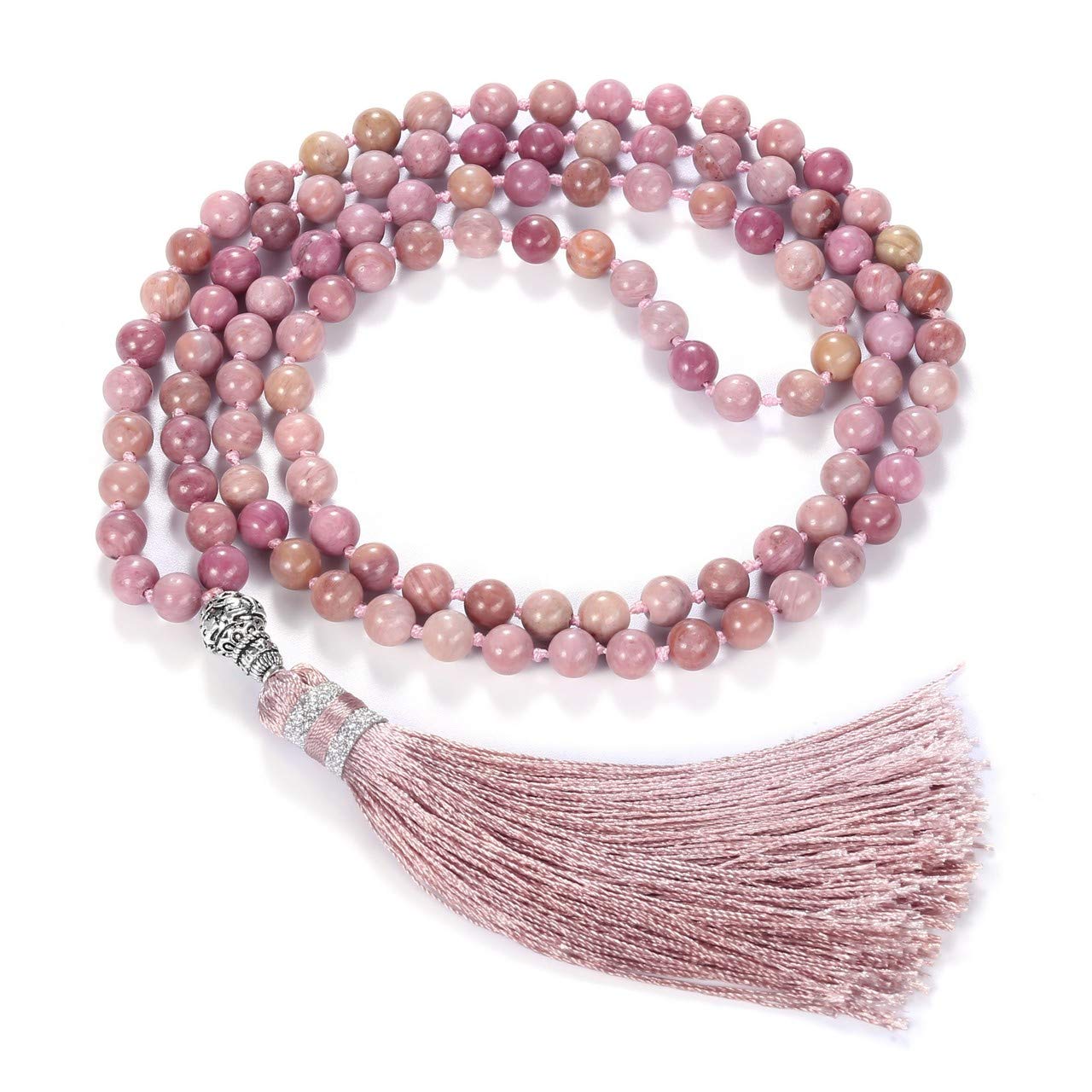 CrystalTears Mala Kette 108 Perlen Wickelarmband Chakra Steine Mala Armband mit Lebensbaum Anhänger 6mm Perlen Buddhismus Gebetskette Healing Reiki Halskette