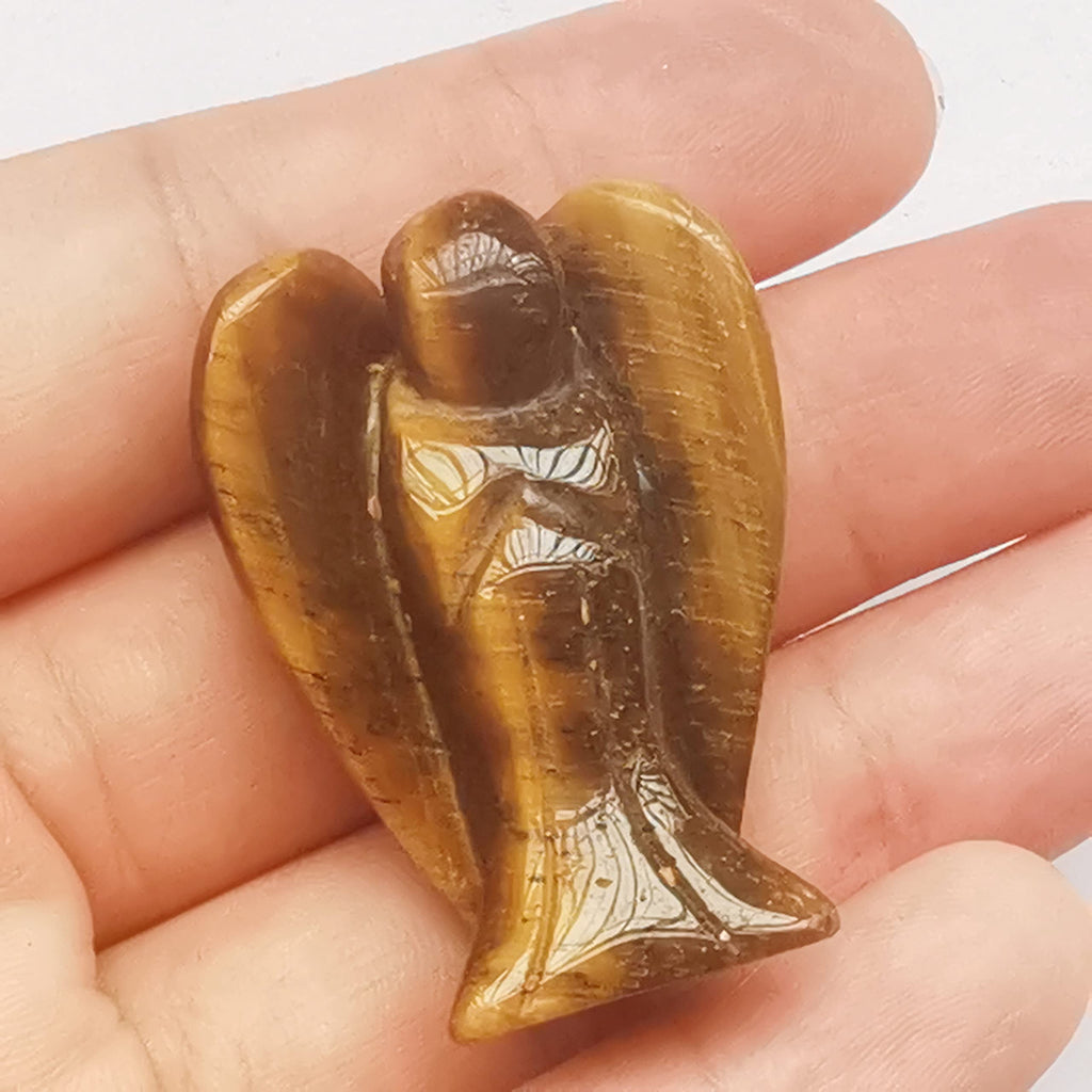 Natürliche Lila Lepidolith Heilung Kristall Gebet Schutzengel Statue,38mm Schnitzen Tasche Palm Stein Figuren Dekoration