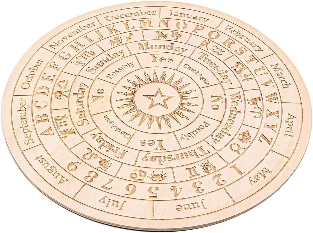 VOANZO Stern-Holz-Pendelbrett, 25 cm, Wahrsagetafel mit Einer Kristall-Halskette mit Wünschelrute, Wahrsagen, metaphysisches Nachrichtenbrett, Hexerei-Set, Wicca-Altar-Zubehör