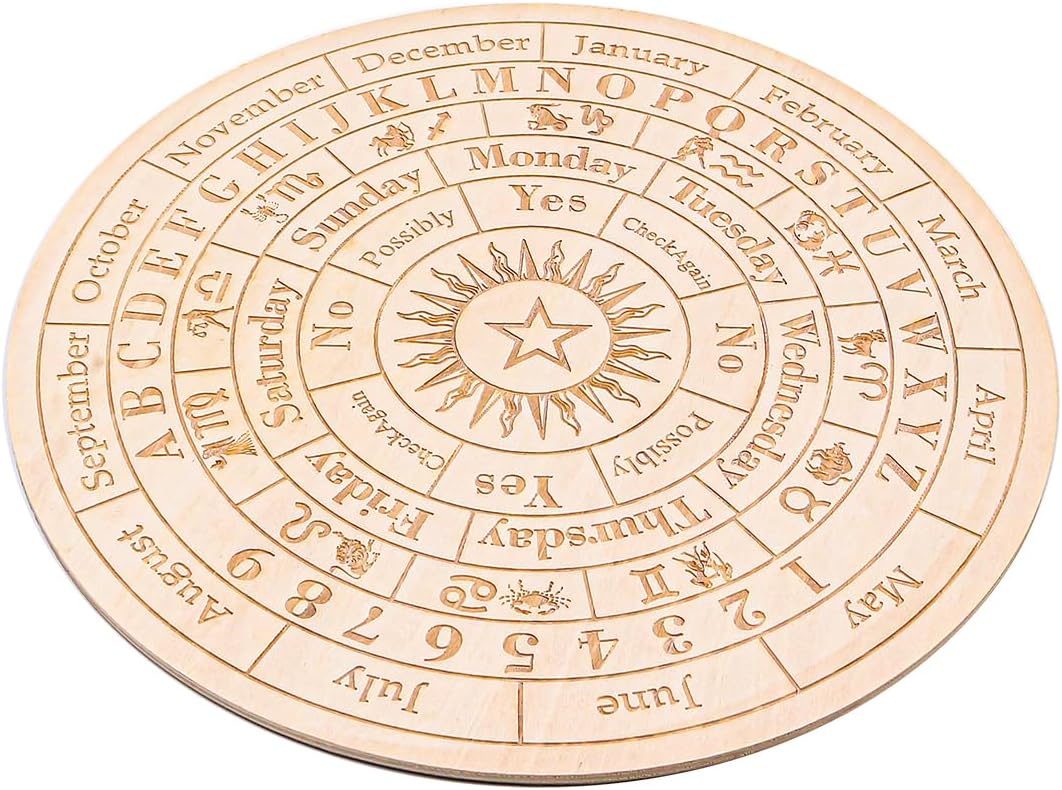VOANZO Stern-Holz-Pendelbrett, 25 cm, Wahrsagetafel mit Einer Kristall-Halskette mit Wünschelrute, Wahrsagen, metaphysisches Nachrichtenbrett, Hexerei-Set, Wicca-Altar-Zubehör