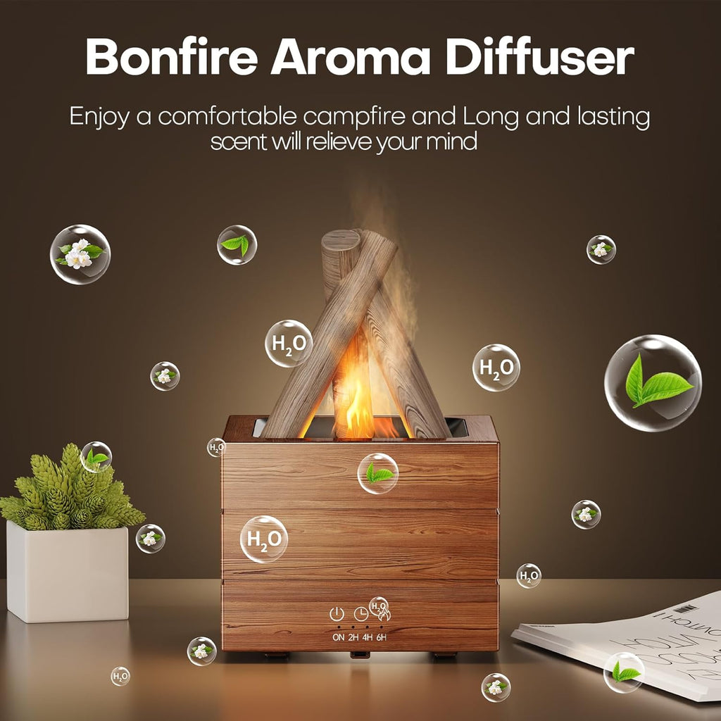 Bonfire Essential Oil Diffuser Flame Aromatherapy Diffuser Machine 280ML Fire Mist Humidifiers 8 Color LED Lights Campfire Diffusers for Home Office Bedroom
