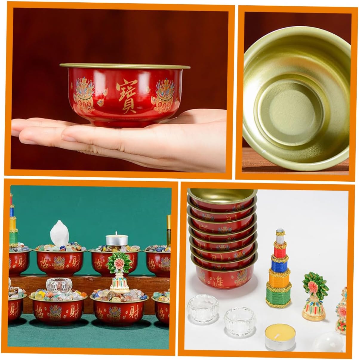 ABOOFAN 7-Piece Buddhist Altar Bowl Set, Water Sacrifice Bowl for Meditation, Yoga, Sturdy Metal Alloy Bowl for Temple Decoration at Home or Restaurants