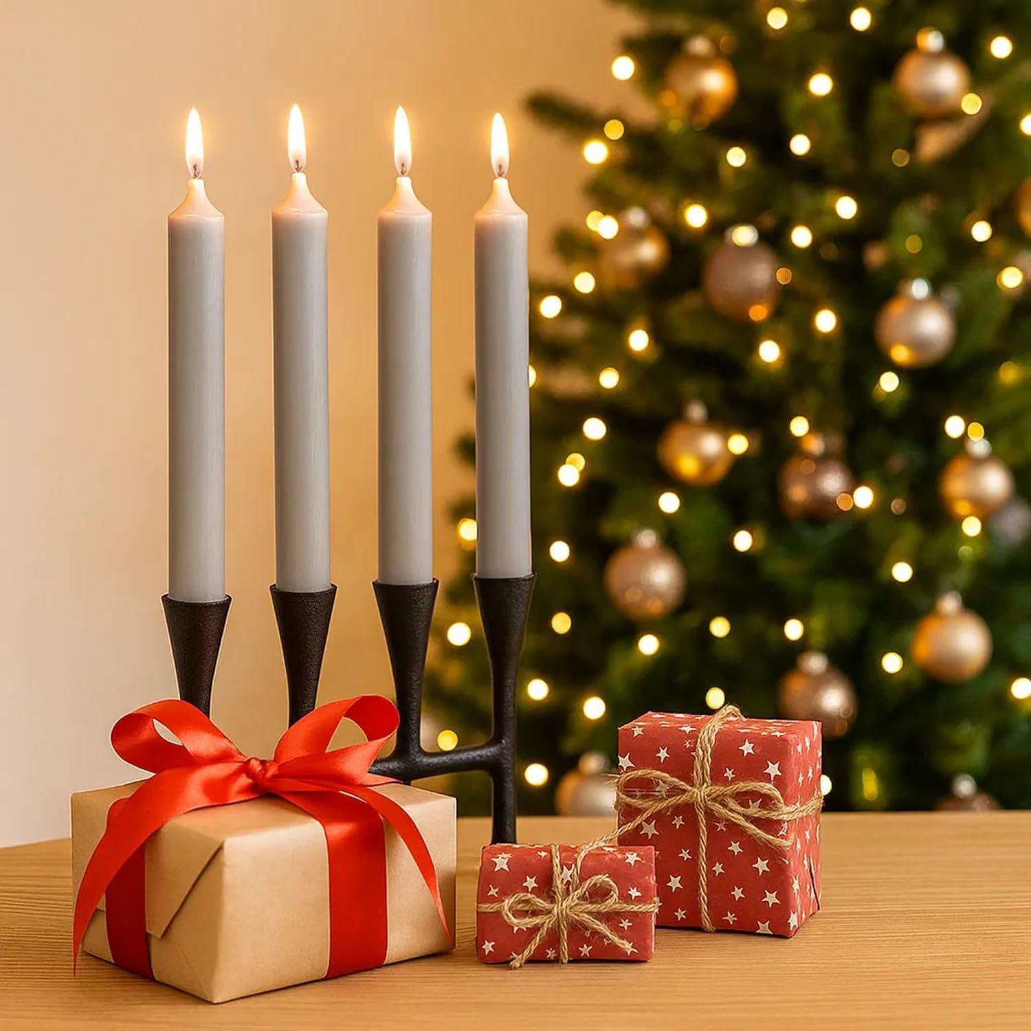 10 Spitzkerzen durchgefärbt (180x22mm) | RAL Stabkerzen mit 8h+ Brenndauer | Ohne Tropfen & Rußen | Tafelkerzen für Leuchter | Made in Germany (Schwarz)