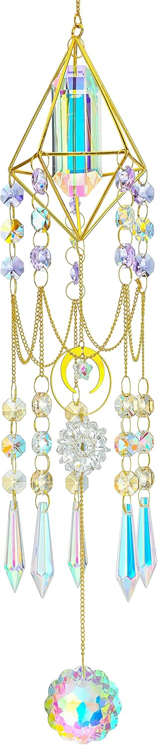 Kristallprismen Sonnenfänger Fenster Anhänger, Glasprismen Dekor Windspiel, Regenbogen Sonnenfänger für Zuhause, Garten, Veranda
