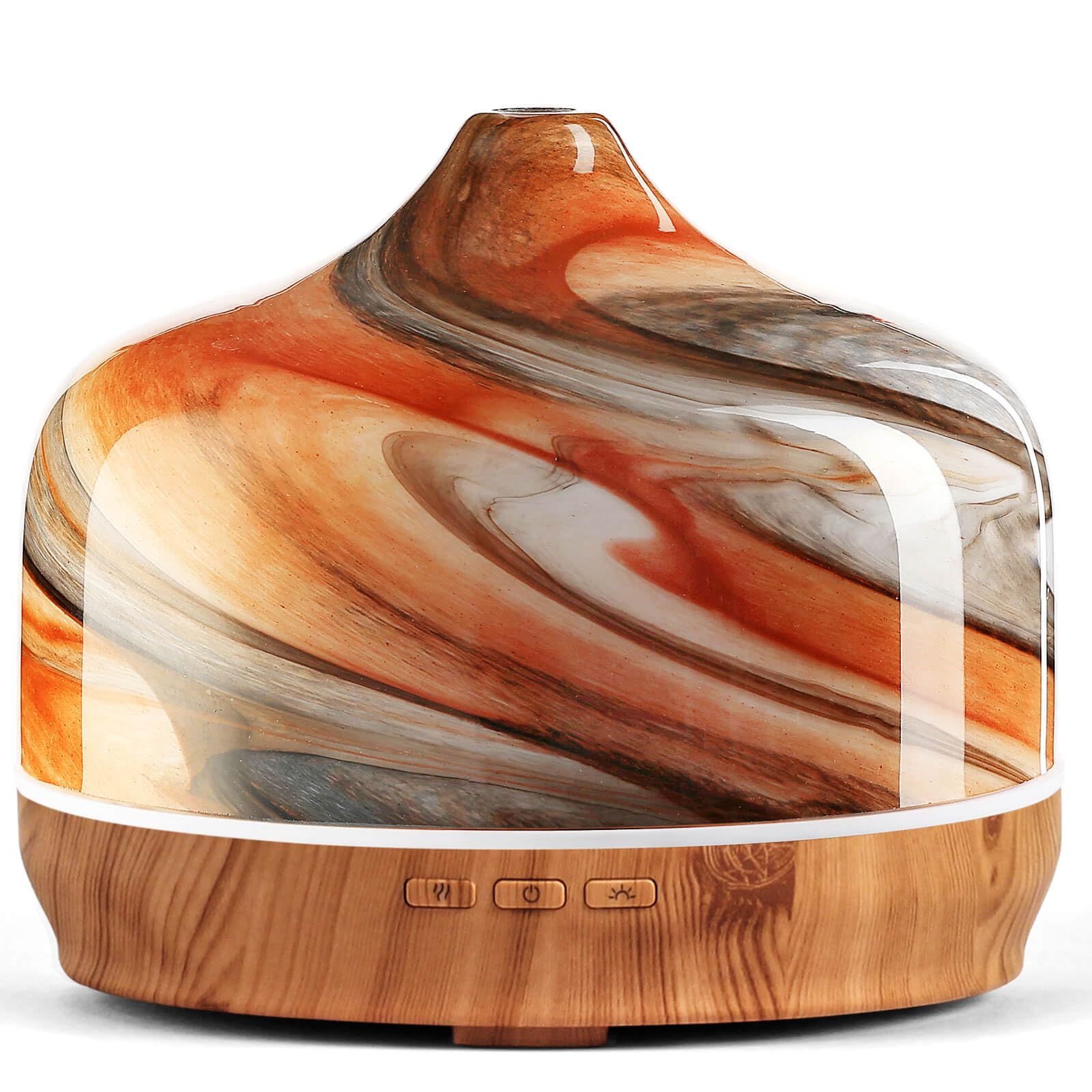 Porseme Aroma Diffuser 500ml, Handgeblasen 3D Glas Luftbefeuchter, Ultraschall Aromatherapie Öle Diffusor mit 7 farbigem LED Licht,Diffusor für Ätherische Öle Letzte 15-21 Stunden,BPA Frei für Wohnung