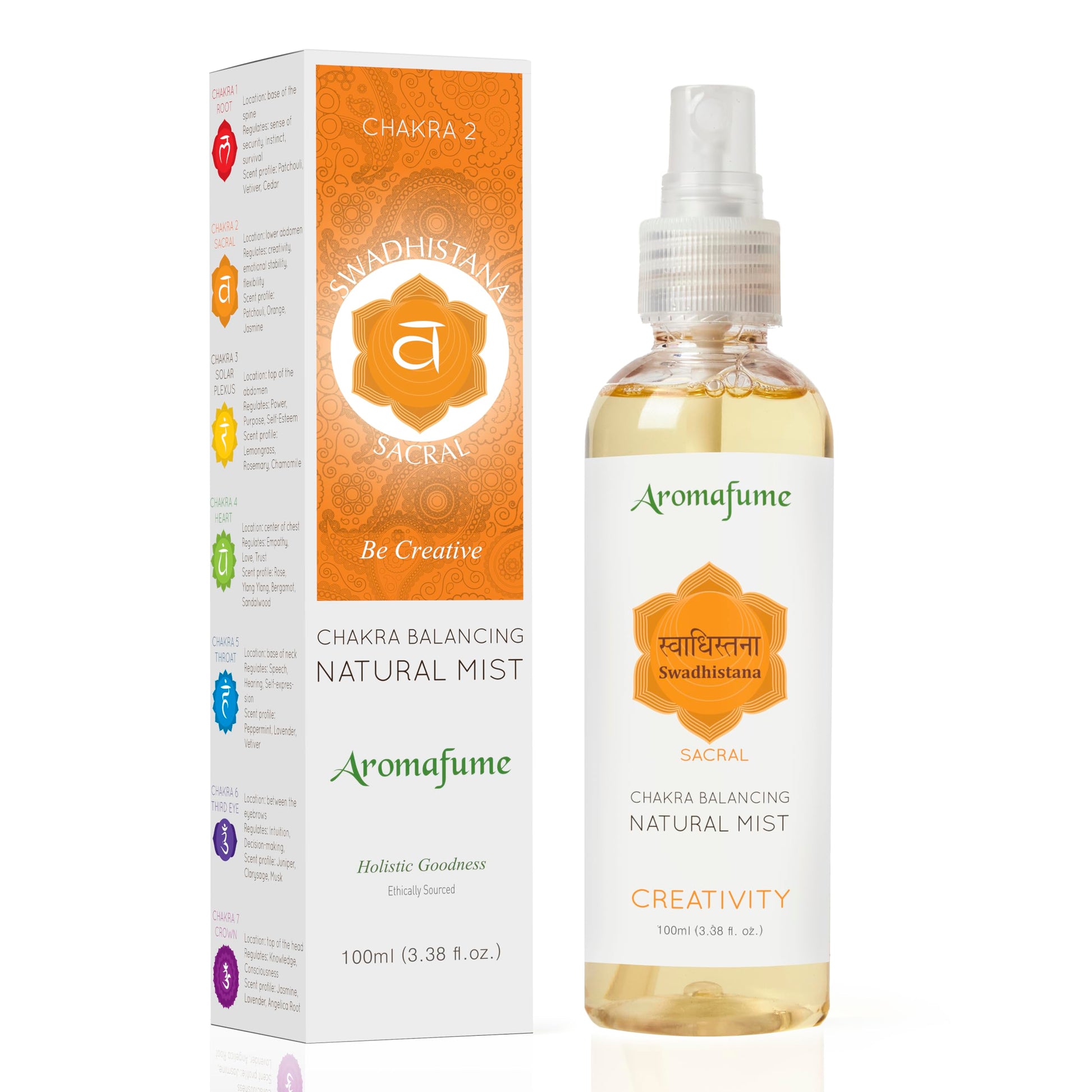 Crown Chakra Natural Mist by Aromafume | 100ml/3.3 fl oz | Sahasrara | Aromatherapy Spray for Chakra Balance | Lavender & Jasmine Extracts | Essential Oil Spray for Meditation, Yoga, Reiki