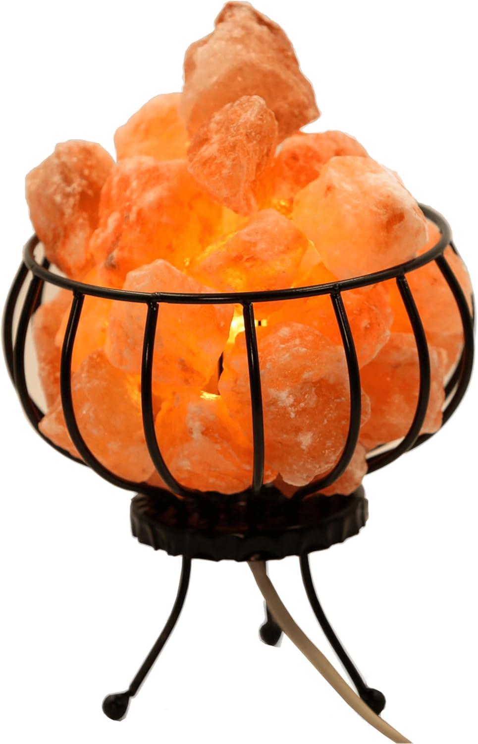 HAF Salt lamp metal basket / fire basket with salt chunks salt stones real natural salt from the mountain provides a nice feel-good atmosphere in the room thanks to its pleasant warm light