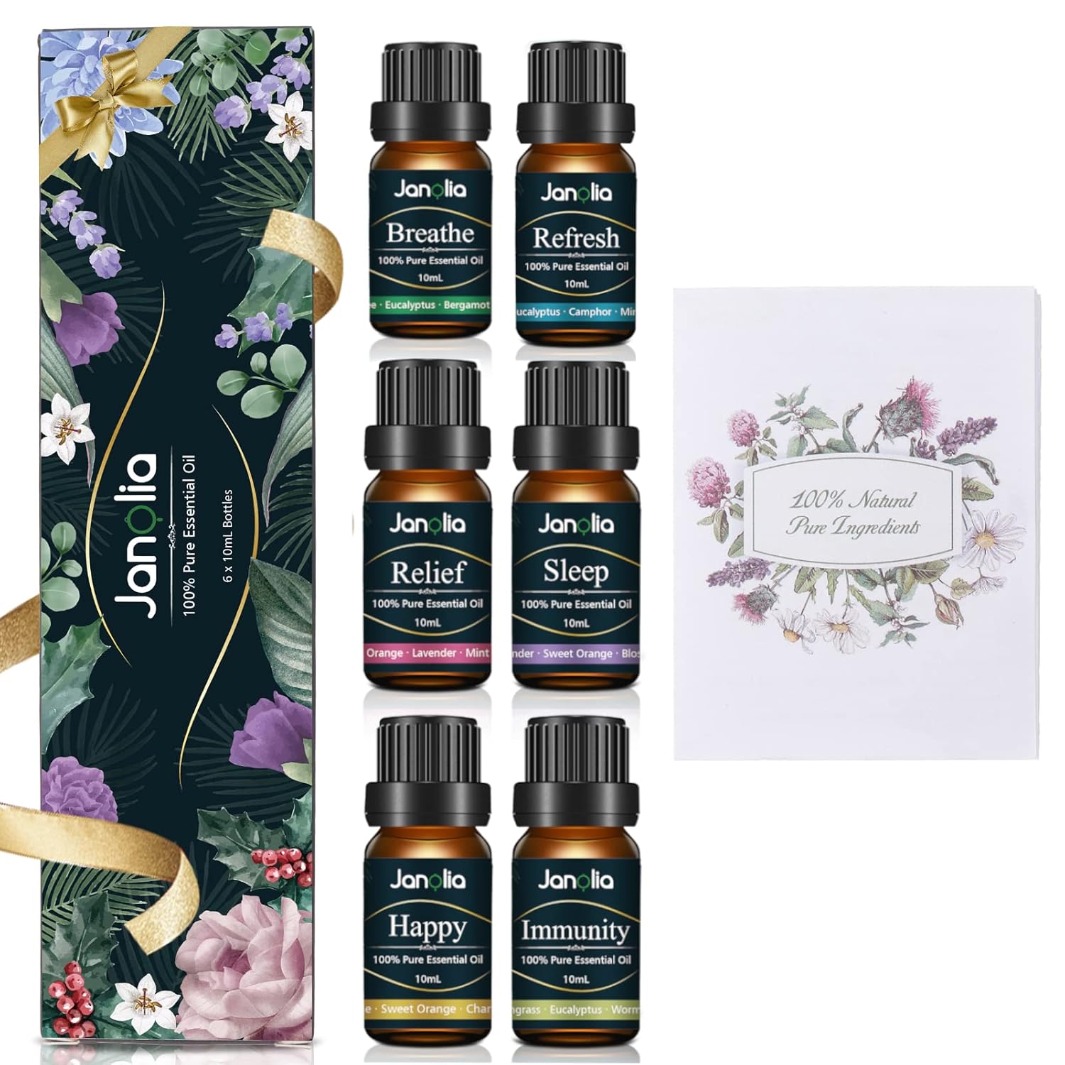 Janolia ätherisches Öle Set, Upgrade-Paket,Reines Natürliche Duftöle Set für Diffuser Entspannung Schlaf verbessern