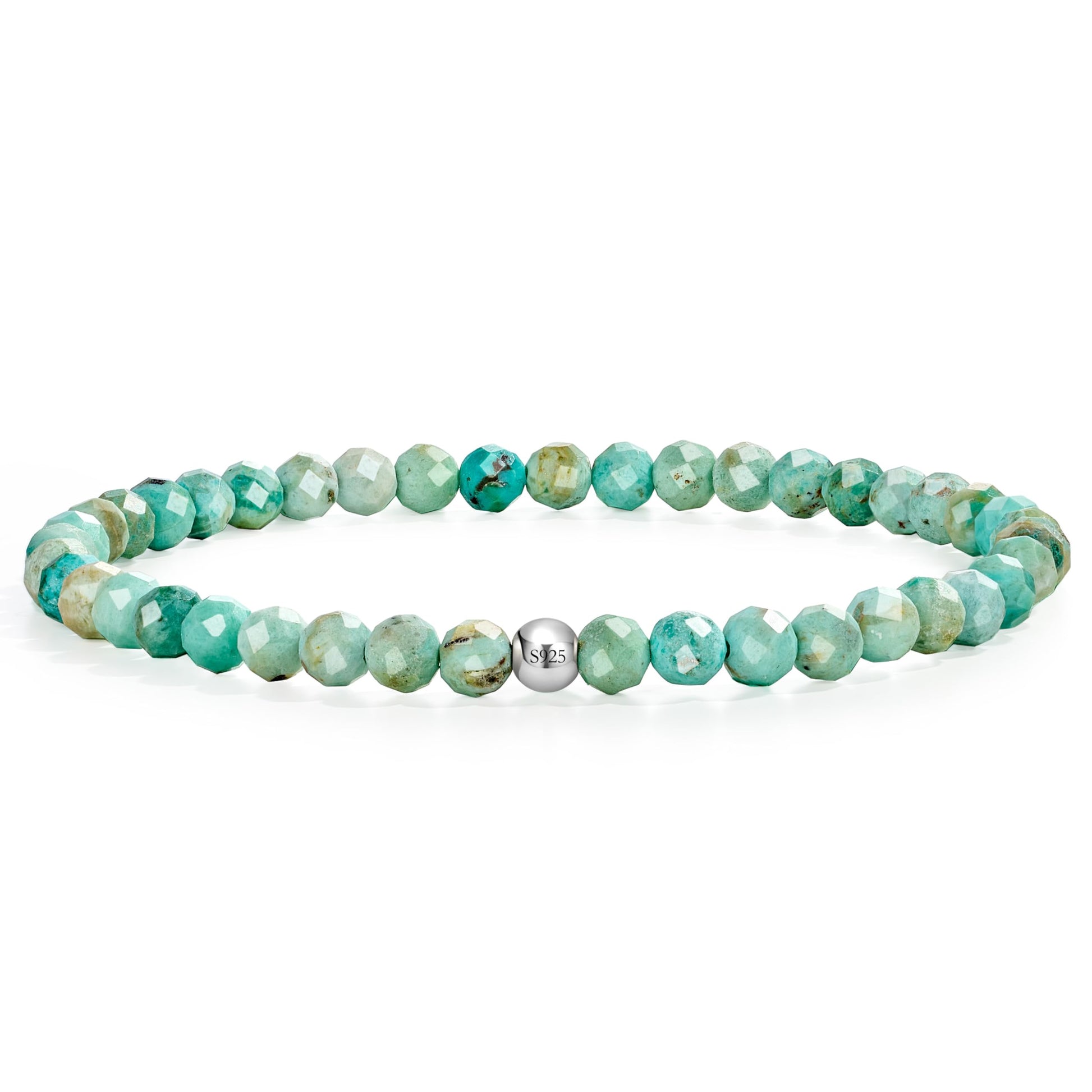 Farfume 4mm Edelstein Perlen Armband für Frauen, Kristall Silber 925 Naturstein Schmuck Elastisch Armbänder Damen, Chakra Spirituelle Charms Armbänder Valentinstag-Geschenke