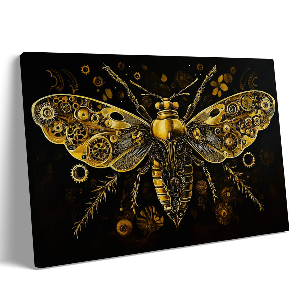 Steampunk Airship Canvas Wall Art Vintage Cityscape Illustration with Metallic Airship and Ornate Buildings Fantasy Sci-Fi Print for Office Lounge Studio Posters 11x14in Unframed