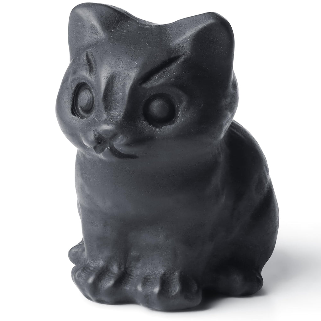 QINJIEJIE Dalmatian Jasper Cat Crystals Figurine Sleeping Cat Figure Statue Gemstones Sculpture Lucky Kitten Cute Decoration Men Women