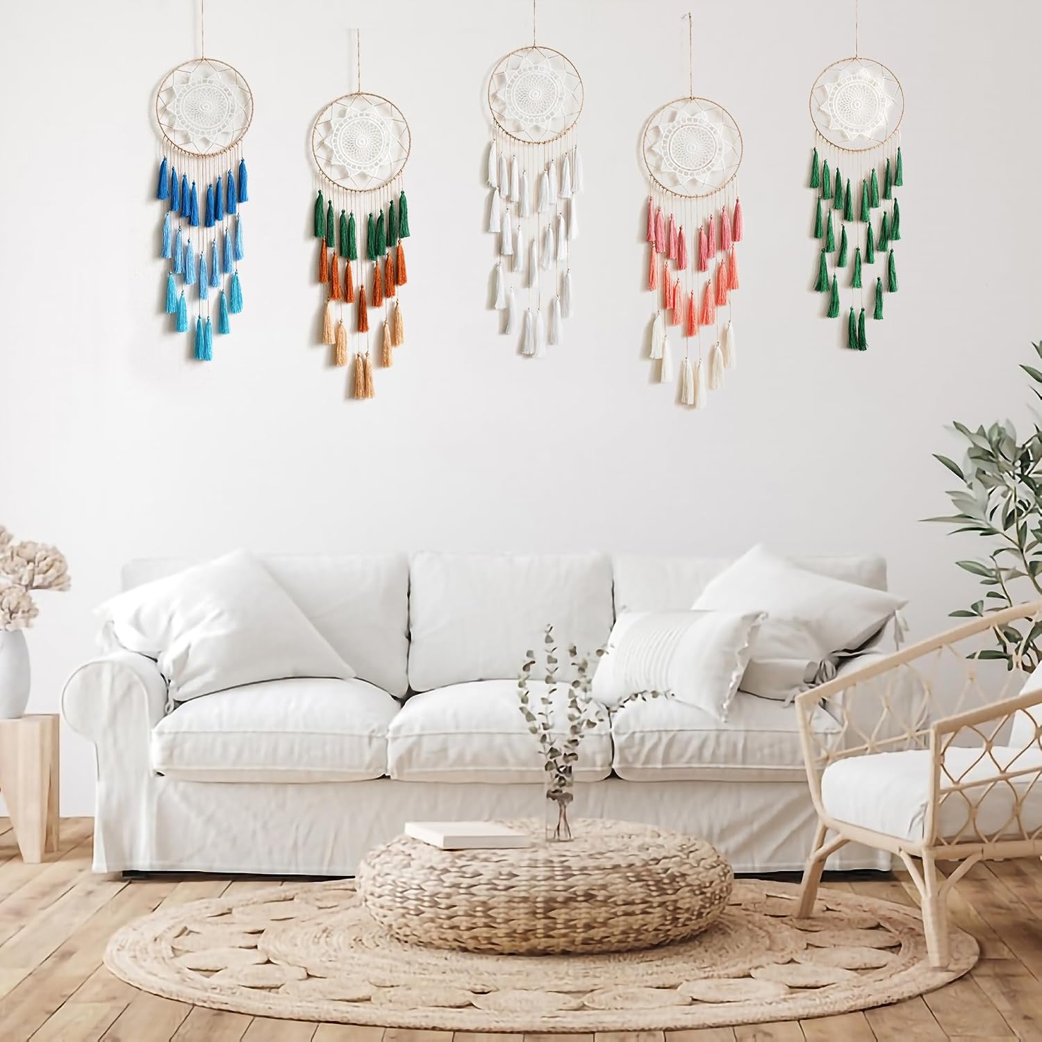Artilady Macrame Dream Catcher Wall Hanging, White Large Boho Bedroom Decor