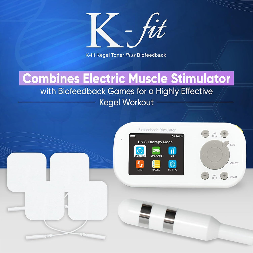 Kegel Toner Plus Biofeedback - Pelvic Floor Exercise Device for Toning and Strengthening, Incontinence - 22 Preset Stim Programs, 6 Biofeedback Games, Full Color LCD Screen, Rechargeable