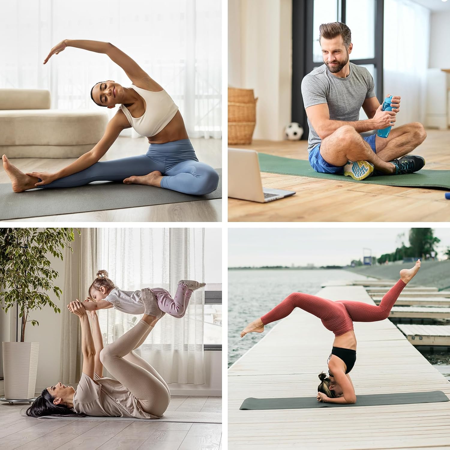 ALPIDEX Yoga Mat Non-Slip 190 x 61 x 0.6 cm | 190 x 90 x 0.6 cm E-Book Phthalate-Free Fitness TPE Mat Gymnastics Pilates Sports Yoga Training Mat
