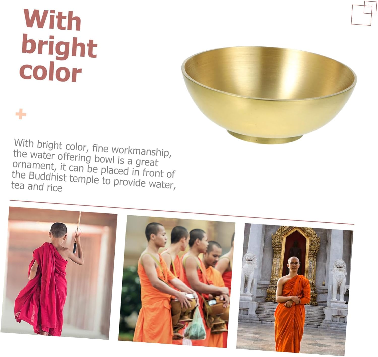 ULTECHNOVO Dekorative Messingschale Buddhistische Wasserschale für Meditation und Altar Langlebig und Elegant für Zuhause Yoga Restaurant und Tempel