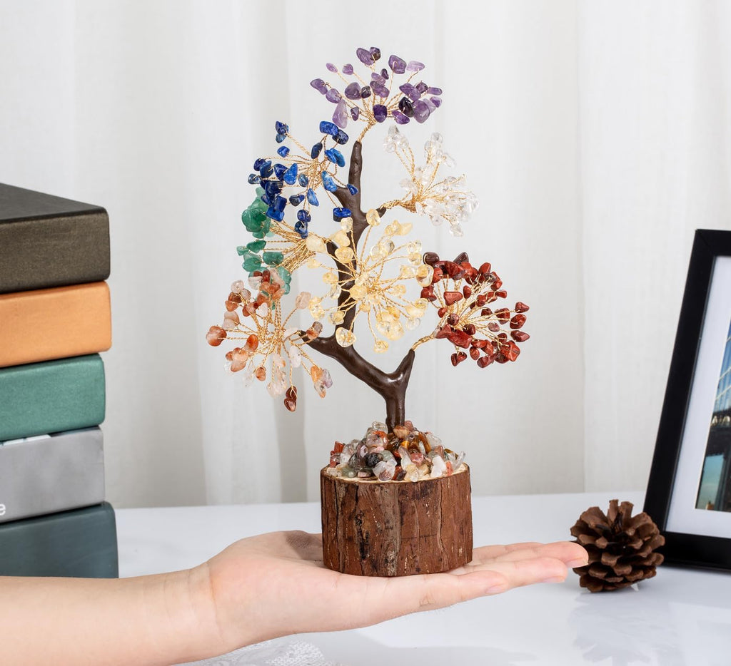 AWARDSEN Chakra Steine Kristallbaum, Lebensbaum, Edelsteinkristall Bonsai Baum, Geldbaum Schreibtisch Deko, Baum des Lebens, Spirituell Esoterik Feng Shui Deko, Spirituelle Geschenke für Frauen