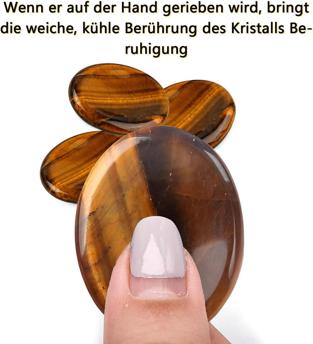 Tiger's Eye Lucky Stones Crystals Stones Worry Stone Gemstones for Children Healing Stones Gemstones Chakra Stones for Anxiety Stress Relief Fortune Telling Reiki Healing Meditation