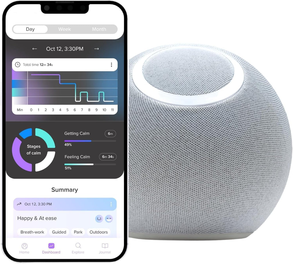 Reflect Orb: Smart Tracker for Stress Relief & Mental Health. Biofeedback Device to Enhance Focus, Reduce Anxiety, Support ADHD, Master Meditation & Mindfullness, Emotional Regulation Self-Care Gift
