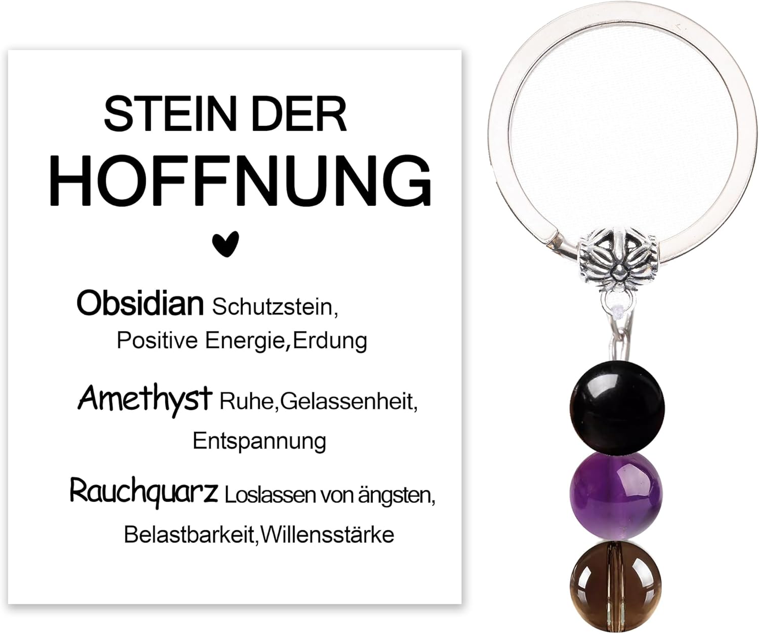 MKISHINE Key Ring Crystal Stone of Hope Gift Lucky Charm Gemstone Strengthening Protection Health Courage Hope Gift Idea Encouragement