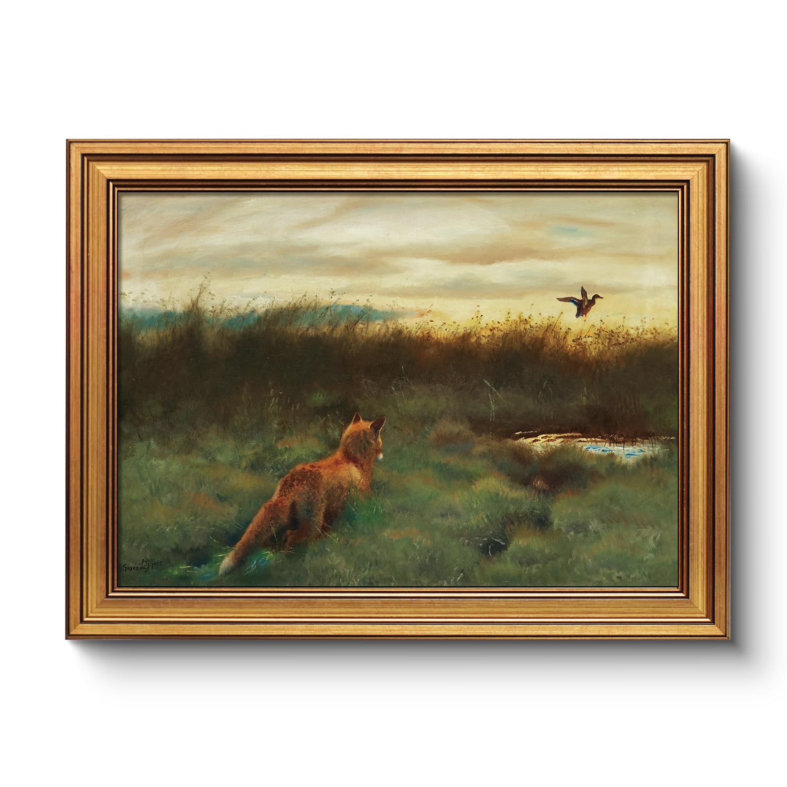 Vintage Sacred Heart of Jesus Christ Canvas Gold Framed Wall Art, 12x16 Inch Religious Oil Painting Artwork, Christian Art Print for Home Living Room Spiritual Spaces Decor