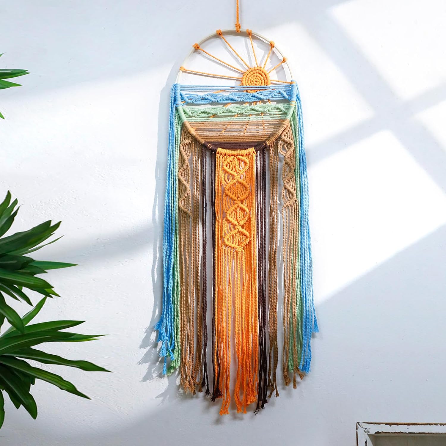Artilady Macrame Wall Hanging Tapestry, Boho Sun Art Decor Dream Catcher