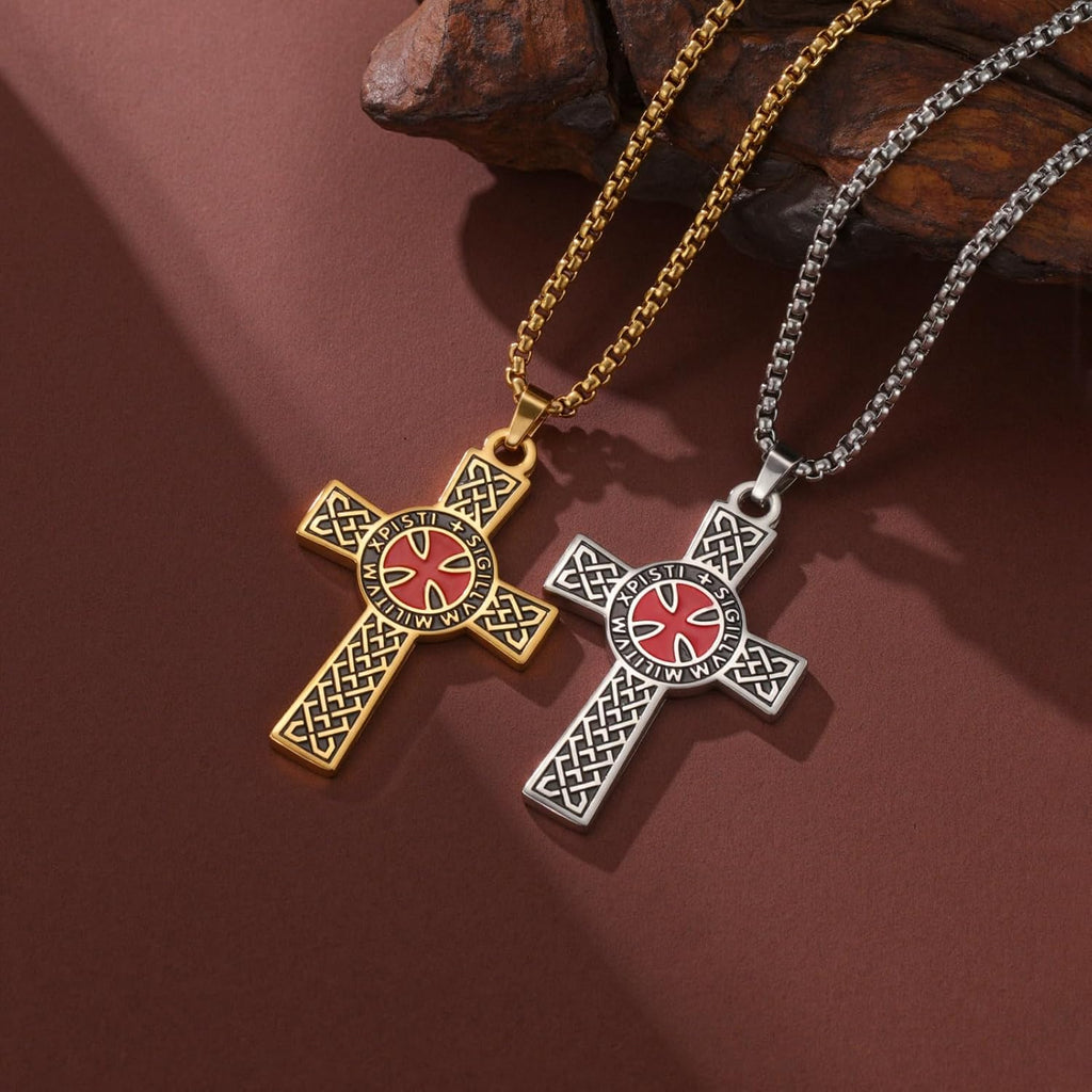 Dreamtimes Ritter Templer Kreuz Halskette für Frauen Männer Edelstahl Vintage Kreuzritter Heiliger Ritter Halskette Dainty Religiöser Schmuck