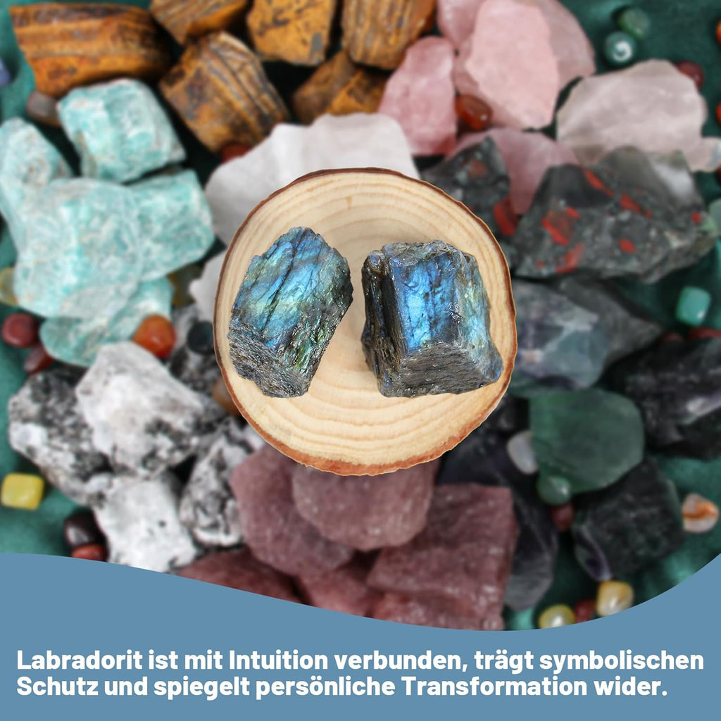 500 Grams Raw Labradorite - Natural Unpolished Crystal with Shimmer, Large Irregular Mineral Sample for Home Decoration, Collection & Craft Projects