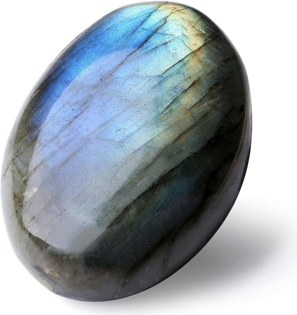 XIANNVXI 2.4 Inch Large Crystals Moonstone Gemstones Worry Stones Natural Labradorite Polished Oval Palm Bag Stone Healing Crystal Energy Stone Spiritual Gifts 1 Piece