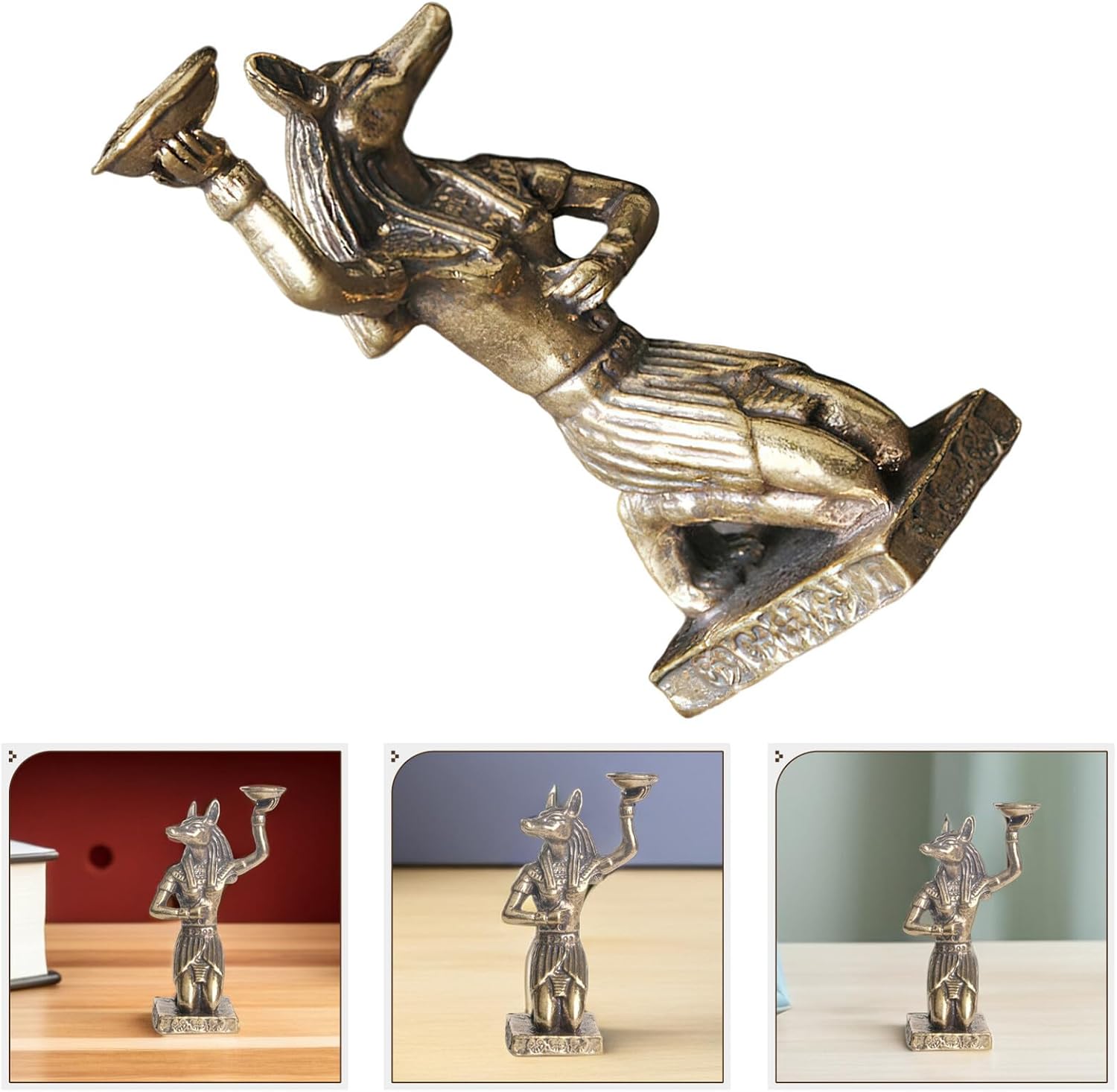 IMIKEYA kleine Messing Figuren ägyptische Figuren Anubis Deko ägyptische Souvenirs Mini Anubis-Statue Golden Ägypten Zubehör für zuhause Büro Deko