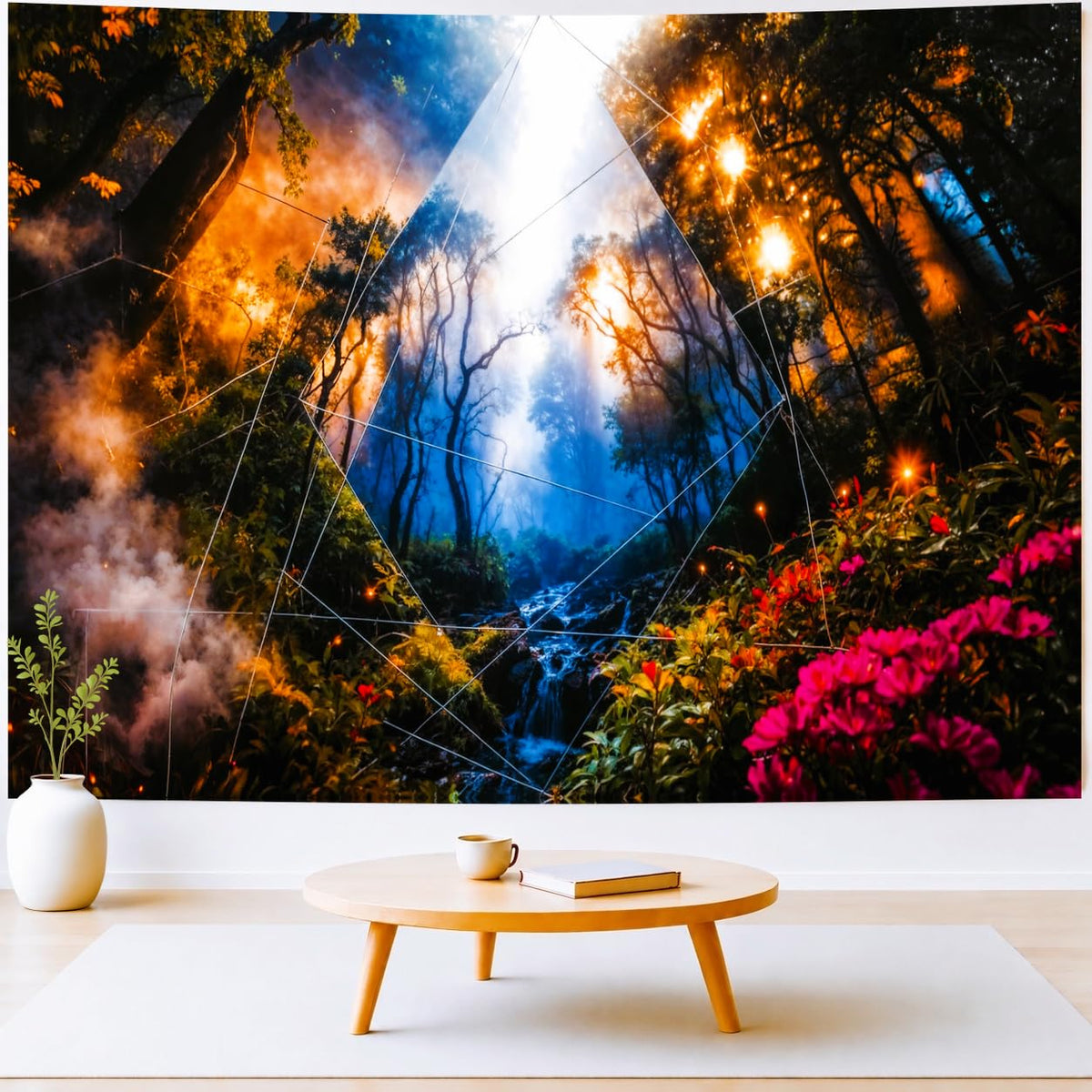Delur Forest Tapestry Tree of Life Tropical Rainforest Tapestry Wall Hanging Colorful Nature Landscape Mystical Psychedelic Spiritual Headboard for Bedroom Living Room Home Decor (51.2" x 59.1")