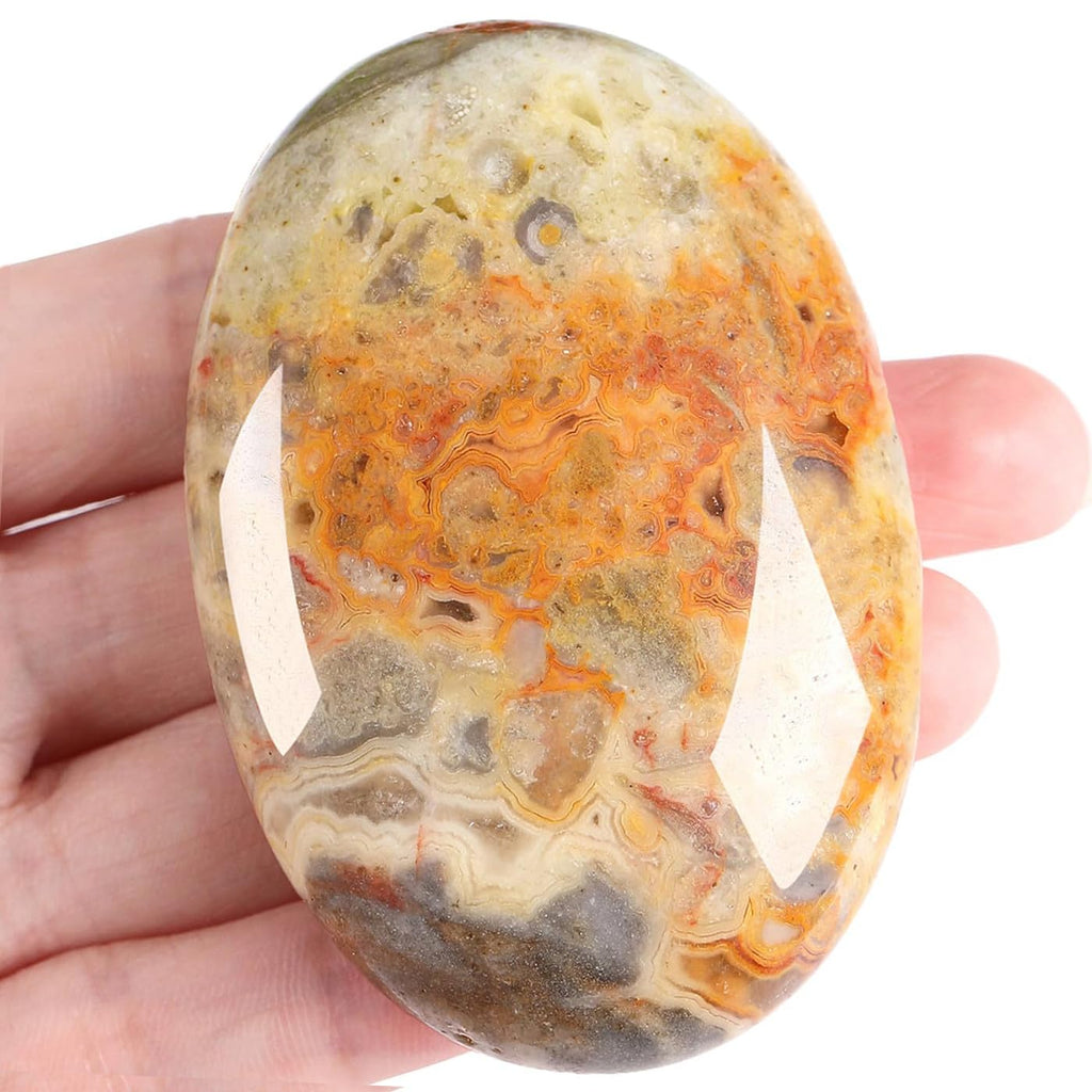 XIANNVXI 2.4 Inch Large Crystals Moonstone Gemstones Worry Stones Natural Labradorite Polished Oval Palm Bag Stone Healing Crystal Energy Stone Spiritual Gifts 1 Piece