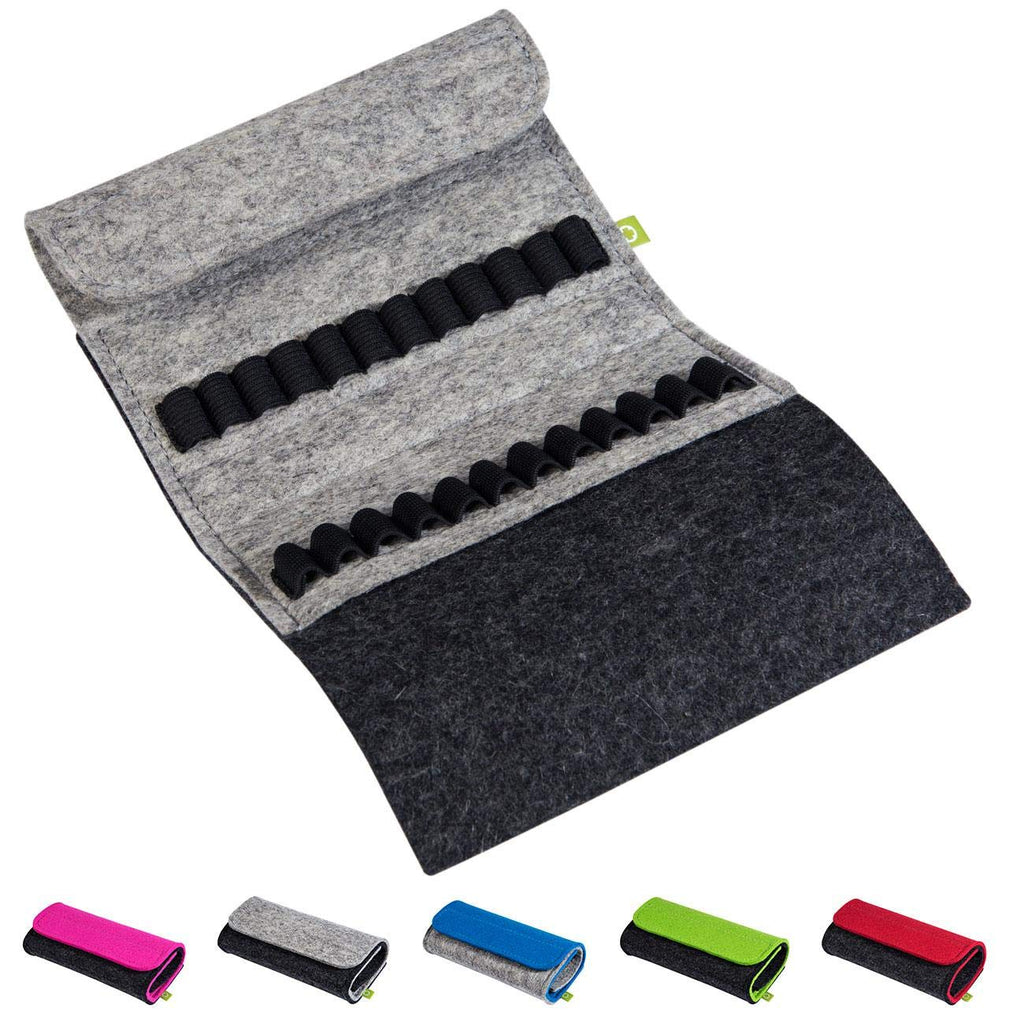 Homöopathische Taschenapotheke für Globuli, leer, Globuli-Tasche für 24 Globuli-Röhrchen (Glas), handgemacht aus echtem Filz (pink)