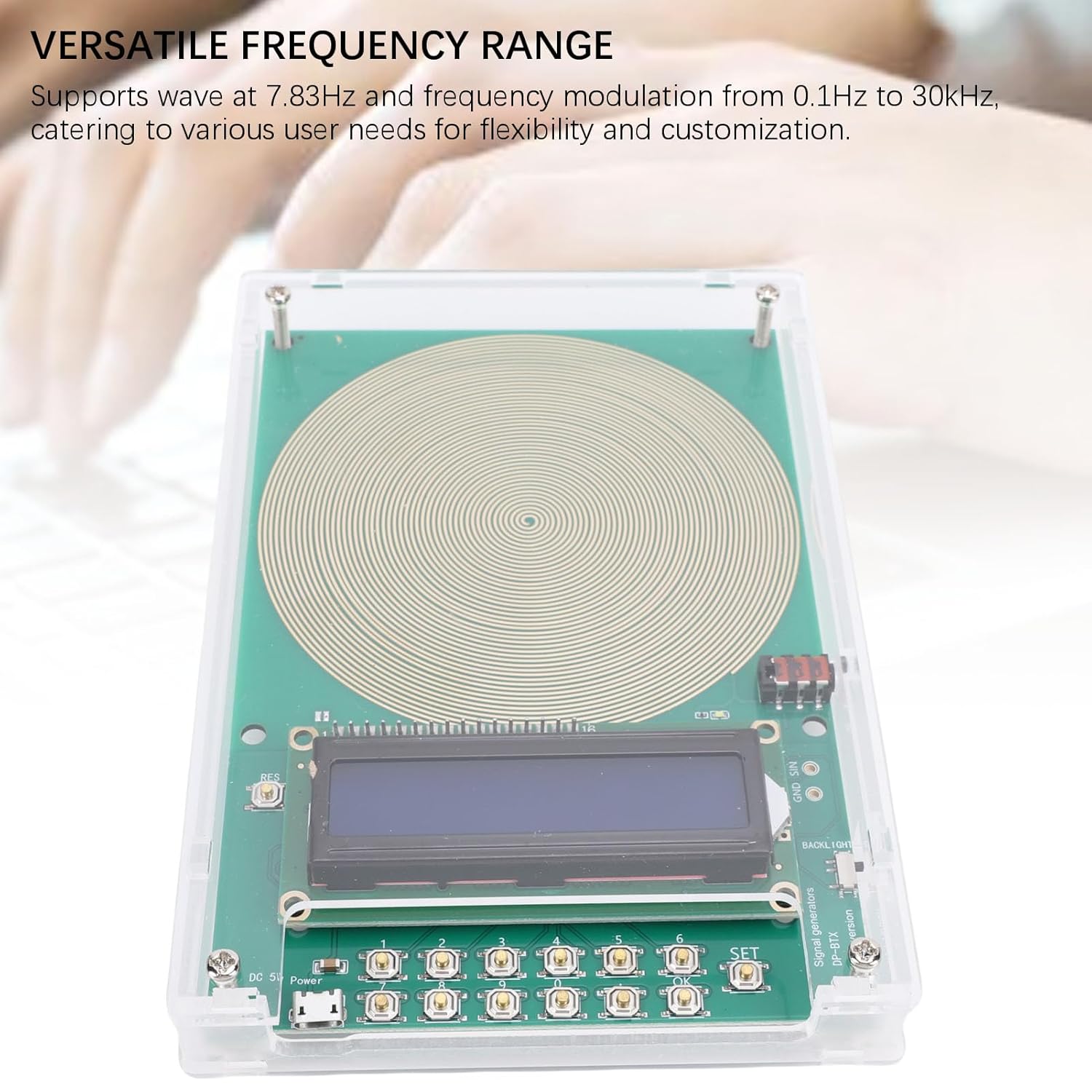 Adjustable Frequency Generator, for Healing from 0.1 Hz to 30,000 Hz, 7.83 Hz Resonance Generator, USB C Powered Sine Wave Signal Generator