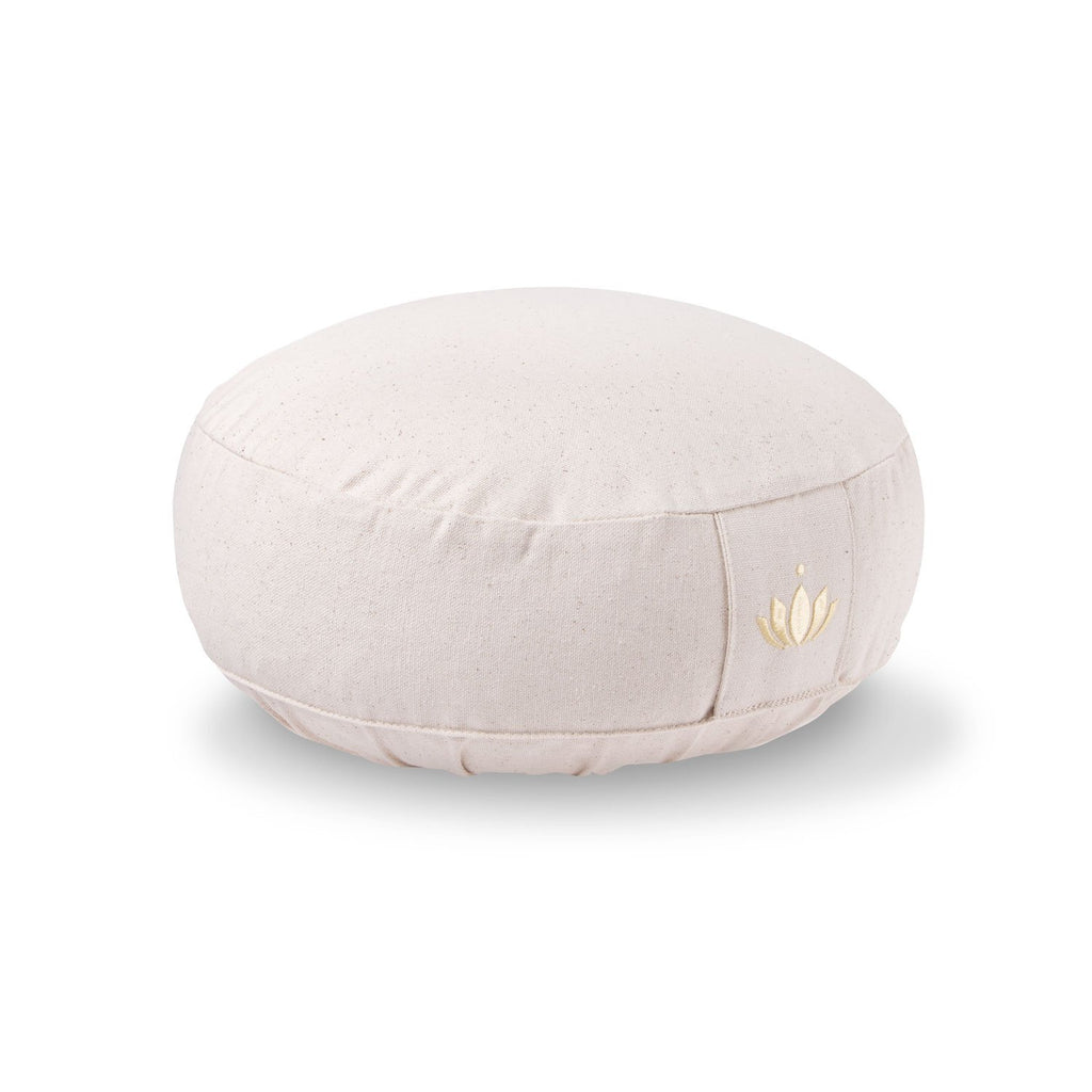 Lotuscrafts® Meditationskissen mit 10 cm Sitzhöhe, extra niedrig, Yoga Kissen mit Dinkelfüllung, Yogakissen Rund, Bodenkissen Rund, Yogakissen Meditationskissen, Bezug waschbar, GOTS Zertifiziert
