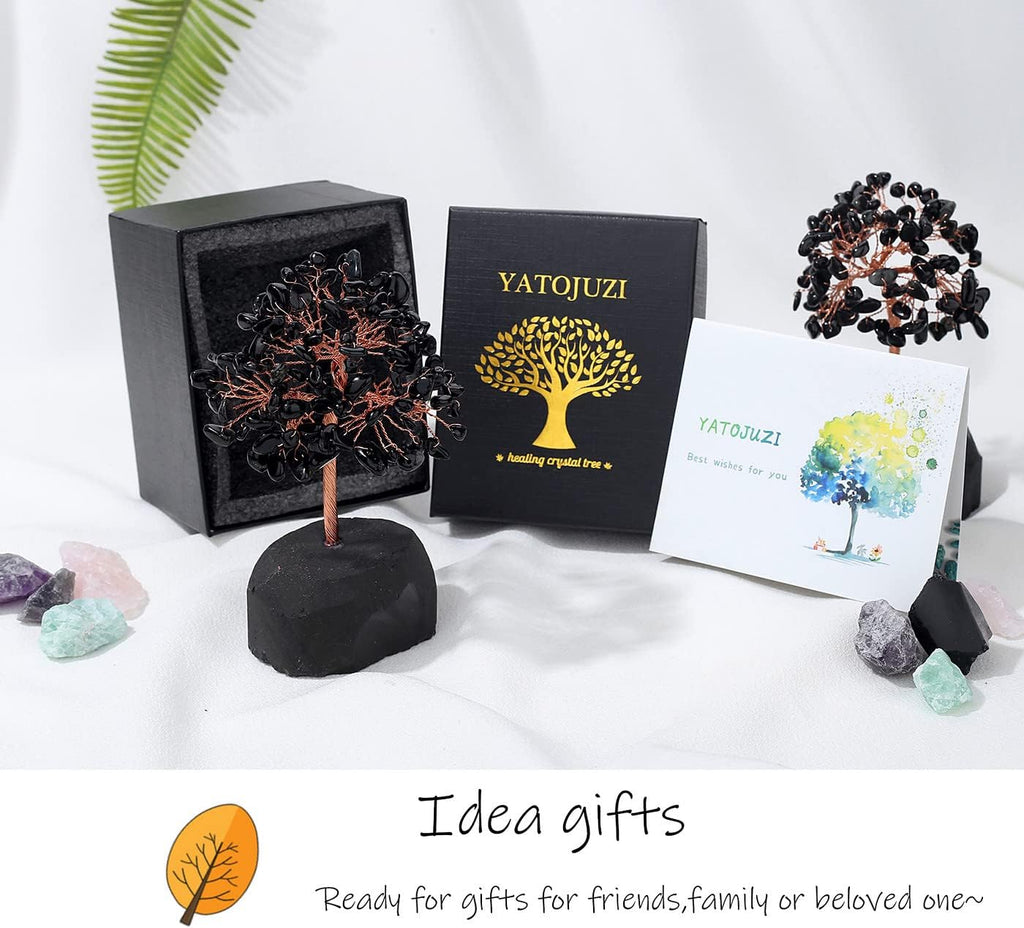 XIANNVXI Kristalle Geldbaum Lebensbaum Deko Feng Shui Obsidian Kristallbaum Natürlicher Edelsteine Steine Deko Tree of Life Trommelsteine Basis Bonsai Baum Dekoartikel Home Decor