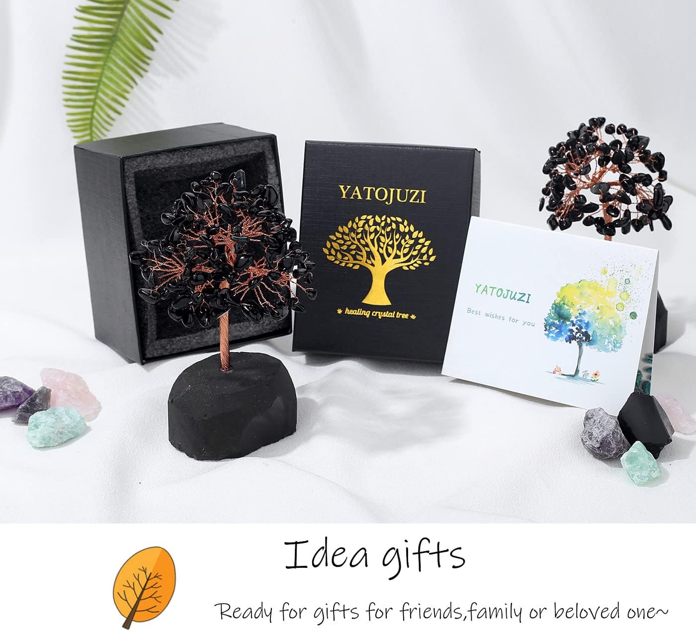 XIANNVXI Kristalle Geldbaum Lebensbaum Deko Feng Shui Obsidian Kristallbaum Natürlicher Edelsteine Steine Deko Tree of Life Trommelsteine Basis Bonsai Baum Dekoartikel Home Decor