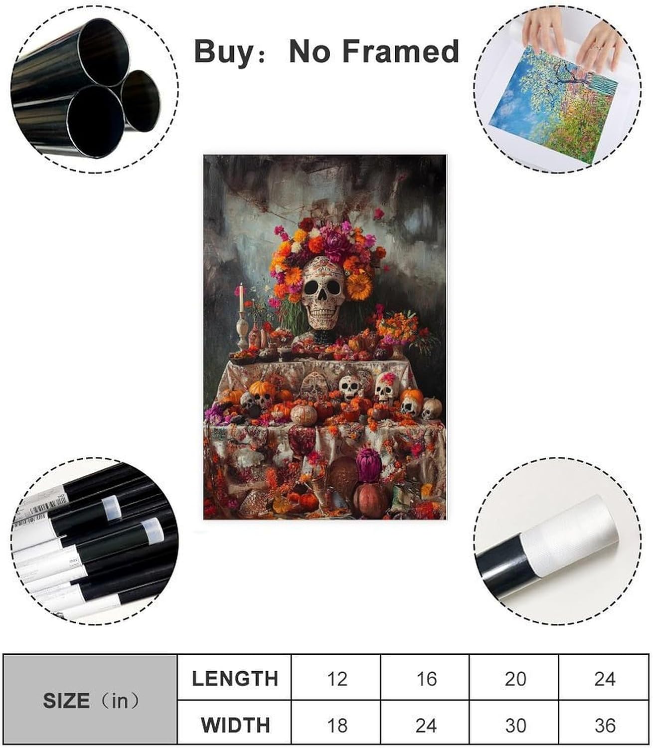 Leinwandposter Altar De Muerto, Schlafzimmer, Dekoration, Landschaft, Büro, Raumdekoration, Geschenk, 20 x 30 cm