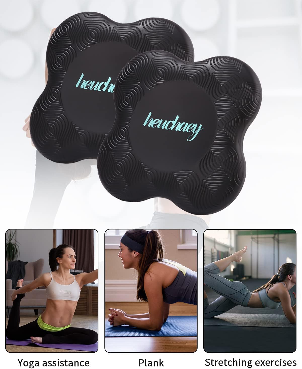 heuchaey Kniekissen Yoga 2 STK,Yoga-Knie-Pad,rutschfest Yoga Knie Padmatte,geeignet für Yoga 20 * 20cm,Pilates,Sport,Unterstützung für Knie,Handgelenke,Knöchel,Verschleißfesteschützt die Knie